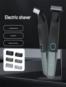 Novo barbeador elétrico masculino, aparador de pelos à prova d'água com indicador de nível de bateria, barbeador para remoção de pelos nas axilas.