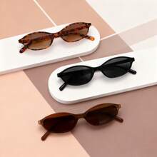 1/2/3/4/5pcs Geometric Plastic Full Frame Multi-Color Leopard Print Retro Personalized Women's Fashion Glasses - 3pcs - View 12