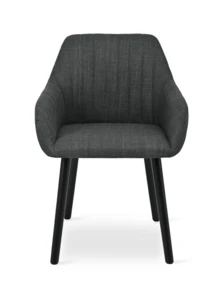 Goeurvant Modern Vertical-Stripe Upholstered Dining Chairs With Armrests And Solid Wood Legs For Dining Room, Kitchen, Living Room - Set Of 2 / Set Of 4 / Set Of 6 - Black Grey - 黑灰色 - 查看 6