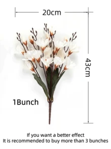 Nejlue Artificial Flowers/Plants1111 Home & Living 1束人造玉兰花、人造百合花、白色人造花束、婚礼新娘捧花、家居装饰、房间装饰、桌面装饰、婚礼装饰、卧室装饰、花园装饰、室内外装饰人造植物 - 白色 - 查看 2
