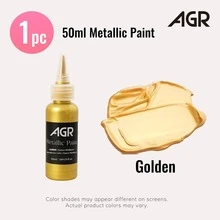 50ml Metallic Acrylic Paint Pigment – Gold, Silver & Copper Resin Colorant For Gypsum Crafts, Jewelry Making, Line Spatula Art & DIY Coloring