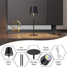 Cordless LED Desk Lamp, USB Rechargeable, Creative Portable RGB Table Lamp With Multiple Lighting Colors, Touch Control, Dimmable, Rechargeable Battery, Modern Design Lamp For Home Decor, Bedroom, Study, Office Lighting - Charging Model - View 5