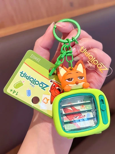 Series Flip Page TV Pendant, Topped With Fox Head, Accented With Star Shaped Key Ring, Transparent Tag, Crafted For Comfortable Touch, Vivid And Cute Patterns, Perfect For Keys, Bags, Desk Decor To Accessorize Your Keys With Fun, Ideal For Fans, Lovers, Students, Teens, Collectors,Birthday & Valentine's Day