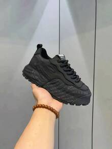 All-Season Men's Breathable Sports Training Shoes With Omnidirectional Airflow Circulation System & Lightweight Stable PU Platform Sole For Efficient Workouts And Daily Activities. - màu đen - Xem 5
