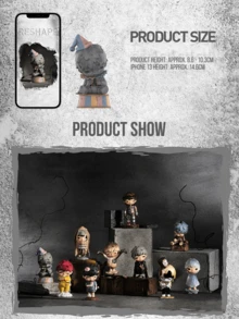 Hộp bí mật POP MART HIRONO Reconstruction Series (9 phiên bản thường + 1 phiên bản ẩn), Mô hình bê tông công nghiệp tối màu cổ điển, với các chi tiết bề mặt nứt nẻ, nền hình trái tim vỡ, mũ hề hai màu, chất liệu PVC ABS mềm mại 8.6-10.3cm, được trang trí bằng dây kim loại cổ điển, lý tưởng cho những người sành nghệ thuật và nhà sưu tập hộp bí mật (có thể dùng để trưng bày trên bàn làm việc hàng ngày và triển lãm anime), cũng là món quà sinh nhật, Giáng sinh, Ngày lễ tình nhân hoàn hảo cho người hâm mộ HIRONO và những nhà sưu tập theo phong cách thẩm mỹ tối màu. - Nhiều màu - Xem 3