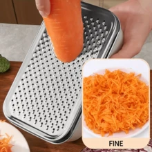 1pc Yellow/Black/White Dual-Sided Durable Vegetable Grater With Storage Box, Practical Kitchen Tool For Potato, Cucumber, Cheese, Fruit Grating And Slicing, Compact Kitchen Chopper, Easy To Clean Anti-Rust Design, Durable Kitchenware, Suitable As Christmas, Halloween, New Year Gift - Multicolor - View 3
