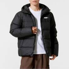 Puma Nike Men's Letter Stand Collar Sporty Casual Water-Repellent Windproof Warm Puffer Jacket IB4499-010 - Black - View 2