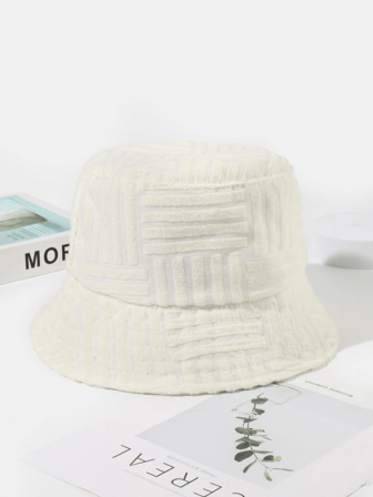 1顶条纹提花休闲百搭渔夫帽，女士防晒保暖御寒装备