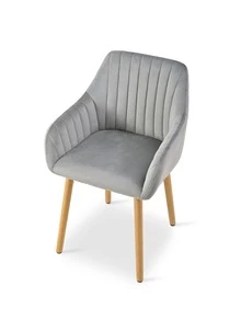 Goeurvant Modern Vertical-Stripe Upholstered Dining Chairs With Armrests And Solid Wood Legs For Dining Room, Kitchen, Living Room - Set Of 2 / Set Of 4 / Set Of 6 - Light Gray - 淺灰色 - 查看 5