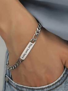 Customized Laser Engraved Name Cuban Bracelet, Suitable As Holiday Gift - Multicolor - View 7
