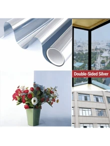 Pellicola adesiva per finestre argento unidirezionale, privacy di giorno, controllo del calore, anti-UV, effetto specchio, adesiva statica per vetri - Multicolore - Visualizzare 75