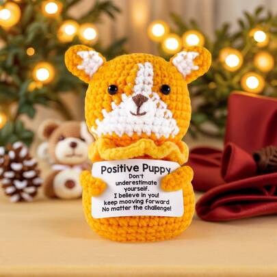 1件手工钩编桌面摆件，可爱卡通风格钥匙扣，送给闺蜜、姐妹、女友、母亲、祖母、男孩女孩的礼物，传递正能量，创意派对、圣诞节、万圣节毛绒玩具装饰