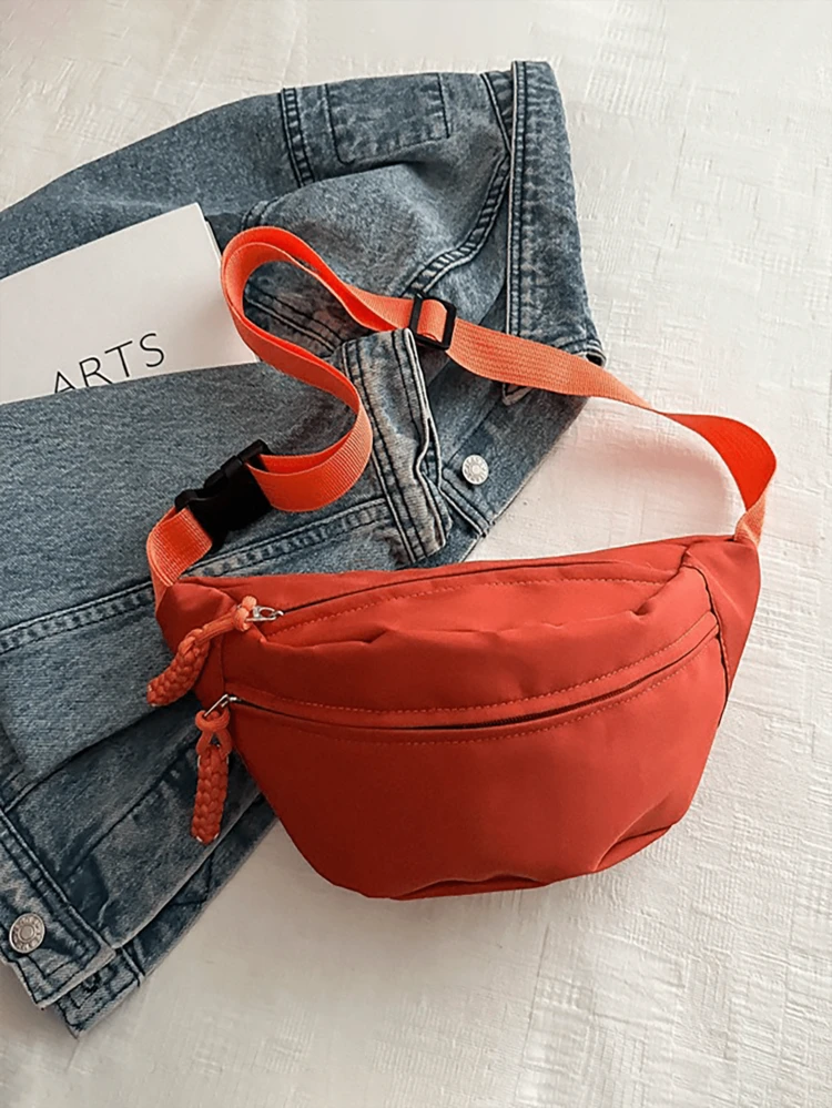 1 pieza Bolso de pecho casual con bloques de color para mujer, bolso deportivo estudiantil, bolso de cintura multifuncional, adecuado para uso diario, deportes al aire libre, correr, viajes, ocio (Bolso de cintura para mujer) - Multicolor - Añade 9