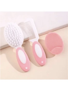 3pcs Baby Powder Bath Brush Set, Including Soft Bristle Brush, Comb And Bath Brush