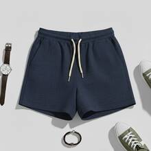 1 Summer Shorts All Regular Fit Pocket Drawstring Tie Beach Daily Holiday Weekend Casual Going Out Carnival Father's Day Spring Picnic Mother's Day New Year Linen Shorts - 藏蓝色 - 查看 5