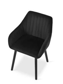 Goeurvant Modern Vertical-Stripe Upholstered Dining Chairs With Armrests And Solid Wood Legs For Dining Room, Kitchen, Living Room - Set Of 2 / Set Of 4 / Set Of 6 - Black - 黑色 - 查看 5