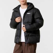 Puma Nike Men's Letter Stand Collar Sporty Casual Water-Repellent Windproof Warm Puffer Jacket IB4499-010 - Black - View 3