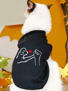 1 pieza Chaleco sin mangas para mascotas perros/gatos, con estampado de letras, ropa delgada y transpirable de verano para perros/gatos, adecuado para caniche, terrier, pug, etc. - Negro - Ver 11