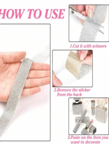 1 Yards Self-Adhesive Sparkling Crystal Rhinestone Diamond Ribbon, Christmas Decoration Rhinestone Glitter Sticker, DIY Car Computer Makeup Table Crafts, Wedding Party Decoration Sticker Packaging Roll, 2mm Rhinestone Production Process(Red/Silver/Pink/Golden).Valentine's Day Gift Decorations