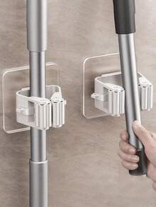 1/2/3/4/6/8 Ganchos de soporte de trapeador sin agujeros montados en la pared, clips de almacenamiento de herramientas de limpieza, organizador de trapeador y escoba montado en la pared, adecuado para baño, cocina, accesorios de limpieza de jardín, almacenamiento de herramientas del hogar - Multicolor - Ver 4