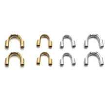 30pcs/Pack Stainless Steel U-Shaped Tube Cord Protector Horseshoe Crimp Ends, Bracelet Necklace Beaded Jewelry Crimp Ends, Non-Fading Horseshoe Crimp Jewelry Making Accessories