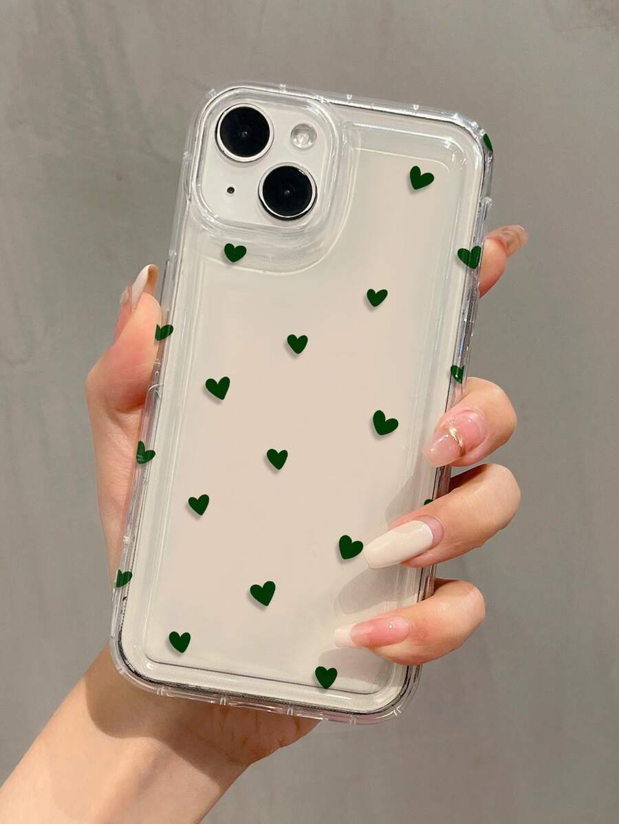 1 chiếc ốp lưng điện thoại TPU chống sốc màu xanh lá cây hình trái tim tối giản, bao phủ toàn diện, tương thích với iPhone 17, 16, 15, 14, 13, 12, 11 Pro Max, Air và các dòng khác. - Nhiều màu - Xem 1