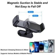 360°可调节磁吸手机支架，适用于健身器材，碳纤维纹理，菱形网格，双磁铁，夹式设计，硅胶底座，17mm球头，可倾斜支架，户外摄影支架，适用于家庭健身房、汽车、厨房、浴室等场所。 - 多種顏色 - 查看 4