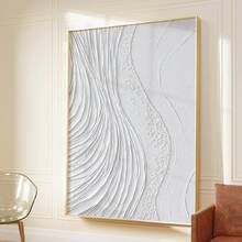 1pc Frameless Modern Abstract White 2D Flat Textured Canvas Art, Unframed Wall Art Pictures For Living Room And Bedroom, Home Decor