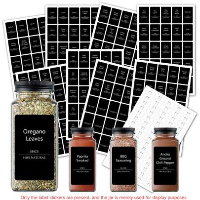 275pcs Black Spice Labels (Square), 9 Stickers + 1 Index Sheet. Labels Feature Names For 184 Spices Including Basil, Fennel, Black Pepper, Celery Salt, Marjoram, And Five-Spice Powder. Includes 16 DIY Stickers For Handwriting And 75 Expiry Date Stickers. Spice Jar Labels, Spice Labels, Waterproof And Oil-Resistant, Machine-Washable Kitchen Spice Jar Labels, Kitchen Labels, Kitchen Organisation, Kitchenware.