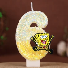 ¡Velas con números del 0 al 9 de Bob Esponja! Suministros lindos para decoración de pasteles de cumpleaños de niños, accesorios de fiesta de dibujos animados y anime - Para niños, ideal para cumpleaños temáticos, decoración de pasteles y recuerdos de fiesta, ¡un éxito para los niños que aman a Bob Esponja! - Multicolor - Ver 17