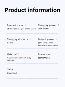 REMAX 15W无线快充车载手机支架；自动感应开合；防滑手柄和过热保护；Type-C充电器兼容苹果/安卓；兼容手机壳，90°旋转；通用汽车配件；汽车用品；