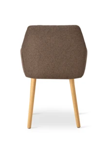 Modern Vertical-Stripe Upholstered Dining Chairs With Armrests And Solid Wood Legs For Dining Room, Kitchen, Living Room - Set Of 2 / Set Of 4 / Set Of 6 - Mocha Brown - Mocha Brown - View 8
