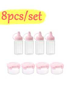4/8个便携式调味挤压瓶，迷你半透明酱料罐，沙拉酱容器，小型透明番茄酱挤压瓶，适用于番茄酱、食用油、酱油和蜂蜜，是办公室午餐的理想选择，塑料便携式容器瓶，办公室午餐盒野餐油酱蜂蜜沙拉酱调味瓶，厨房用具，公寓必备，返校季 - 彩色 - 查看 22