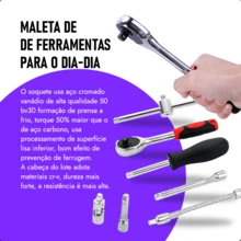 Case Set Ratchet Wrench Set 46 Pieces 1/4'' With Reversible Socket Resistant Stainless Steel - Red - View 7