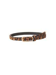 3pcs Mixed Leopard Print Skinny Waist Belt Set, Gold Buckle Triple Loop Small Waist Belt Combo - Multicolor - View 5