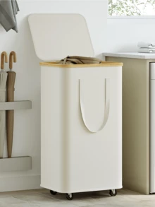 带盖带轮超薄折叠洗衣篮 - 超薄可折叠脏衣篮、大容量脏衣篮、折叠布艺洗衣篮 - 彩色 - 查看 12