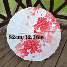 1把手工中国油画伞 - 花卉艺术伞，色彩鲜艳，塑料伞架，竹制伞柄，适合室内/室外使用