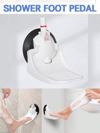 Shower Foot Rest For Shaving Legs With Upgraded Industrial Suction Cup, Only Fit Smooth & Non-Porous & Bigger 5.2 Inches Tile Wall, Foldable Shaving Pedal For Indoor Shower, Shower Foot Rest, White, Pack Of 1