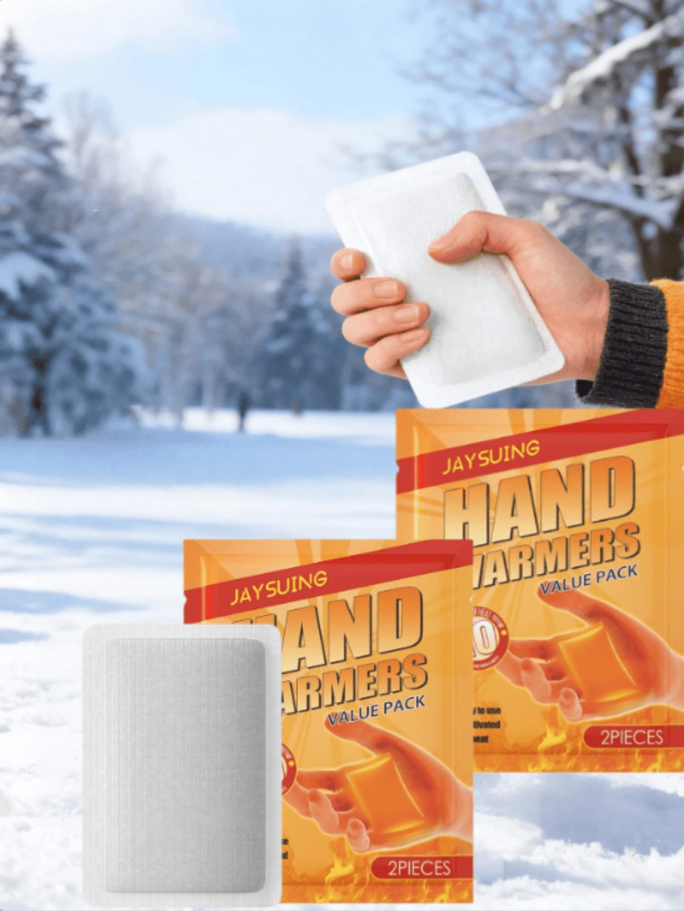 JAYSUING 40/20/10/2 piezas Calentadores de mano desechables - Almohadillas de calentamiento instantáneo, calentador portátil para el invierno, adecuado para senderismo, esquí, camping y trabajo al aire libre, gran regalo para familiares y amigos (estilo de empaque aleatorio)