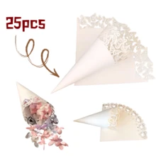 婚礼纸屑锥（1包，25个）——优雅庆典的纸锥。非常适合撒花瓣或纸屑。 - 彩色 - 查看 5