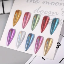 10pcs/Set Christmas Holographic Nail Powder, Rainbow Laser Powder, Rainbow Metallic Mirror Effect Nail Glitter, Create Stunning Nail Art Decor - Multicolor - View 4