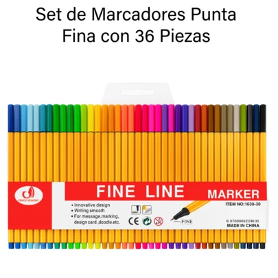 Set de Marcadores con Punta de 0.4 mm Punta Fina, Variedad de Colores, 12, 24 y 36 Piezas