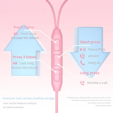 全新粉色数码智能耳机，完全兼容Type-C接口，可选配全入耳式DIY可爱配件，粉色猫爪/蓝色猫爪有线耳机，带音量调节功能、内置麦克风、高清通话手机耳机 - 均碼 - 查看 7