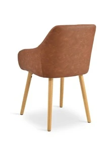 Goeurvant Modern Vertical-Stripe Upholstered Dining Chairs With Armrests And Solid Wood Legs For Dining Room, Kitchen, Living Room - Set Of 2 / Set Of 4 / Set Of 6 - Brown - Brown - View 7
