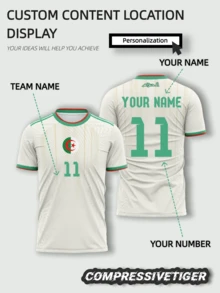 Custom 2026 World Cup Algeria Men's Soccer Jersey - Breathable Quick-Dry Training Top, Personalized With Name & Number (Front/Back) - Fan Version, Suitable For Soccer, Fitness, Casual Wear - Spring/Summer, Halloween, Thanksgiving, Christmas And New Year Gift - White - View 1