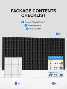 JIPO SPORT 升级您的录音室！1 包金字塔形吸音板（47.24*23.62*1.96 英寸）- 专业隔音吸音材料（3 种颜色）- 消除回声，降低录音噪音，家庭影院声学