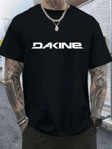 Bold Front Graphic Featuring The Word DAKINE In Sharp Geometric Font Symbolizing Strength Speed And Modern Urban Spirit Men's 100% Cotton Tshirt - màu đen - Xem 6