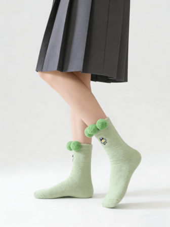 1 Pair Cute Vegetable Shaped Warm Fleece Socks, Suitable For Autumn/Winter