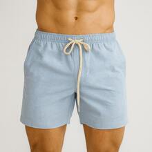 1 Summer Shorts All Regular Fit Pocket Drawstring Tie Beach Daily Holiday Weekend Casual Going Out Carnival Father's Day Spring Picnic Mother's Day New Year Linen Shorts - 淺藍色 - 查看 1