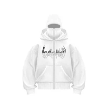 Women's Autumn Ins Double-Hooded Zip-Up Hoodie Jacket, 1 Pcs | 400g 100% Acrylic Wool-Like Fabric Long-Sleeve Top For Spring Autumn Winter - 白色 - 查看 6